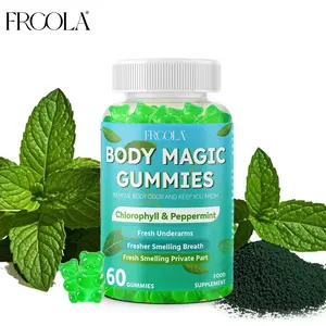Frcola Body Magic Chlorophyll Gummies, Supports Healthy Skin and Body Detox, Internal Deodorant, Orchard Fruit Flavored, 60 Gummies