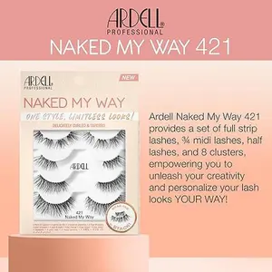 Ardell Naked My Way - 421 False Eyelashes, 4 Pairs, 1-pack Lightweight Makeup