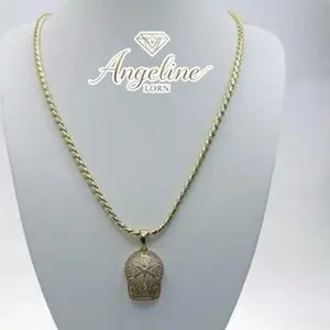 Angeline Lorn Cadena Torzal 20 inch Laminado 14k Capa Oro Real Alta Calidad Uso Diario Gold Chain Necklace