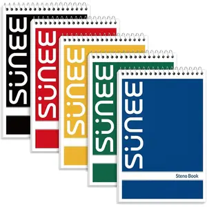 Steno Pads 6x9 5 Pack, Gregg Rule, 60 Sheets, White Paper, Take Notes with Top Spiral Notebook, for School, University, College, Work, Office, Classic Color