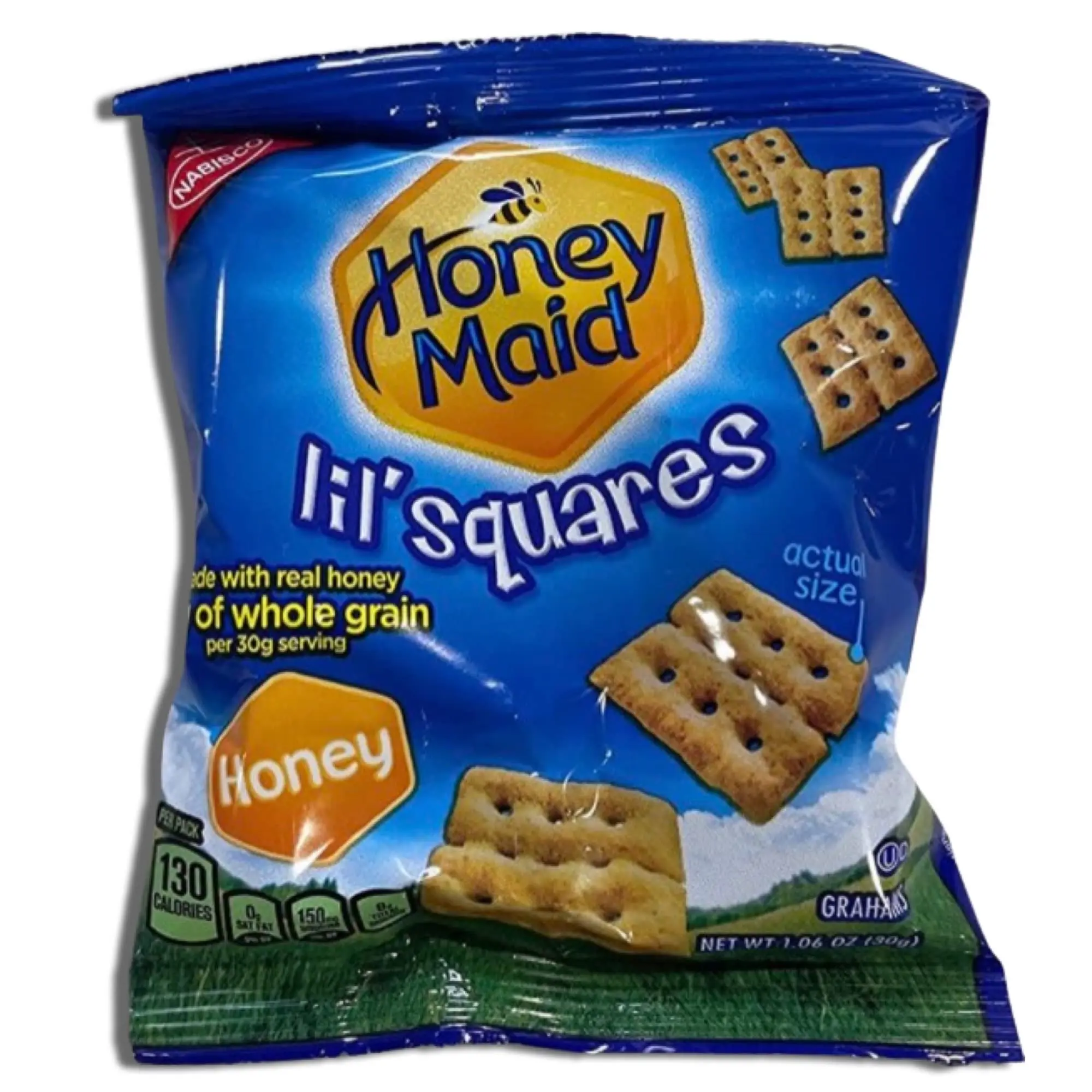 Lil' Squares Honey Graham Crackers Individual Single Serve Packs | Whole Grain, No High Fructose Syrup | (18 Packs)