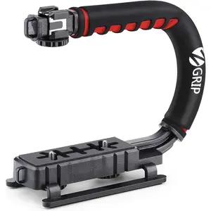 Video Action Stabilizing Handle Grip Handheld Stabilizer with Cold-Shoe Mount for All DSLR Camera Camcorder