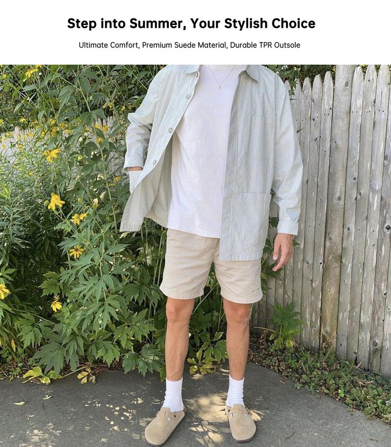 EVELLYHOOTD Women Men Genuine Suede Round Toe Cork Footbed Clogs Potato Shoes Slide Outdoor Gym Shoes with Arch Support Flat Buckle Clogs Retro Fashion Walking Shoes Slippers 【Wide Feet PLS SIZE UP 】 EVELLYHOOTD Women Men Genuine Suede Round Toe Cork Footbed Clogs Potato Shoes Slide Outdoor Gym Shoes with Arch Support Flat Buckle Clogs Retro Fashion Walking Shoes Slippers 【Wide Feet PLS SIZE UP 】