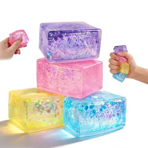 Glitter Ice Cubes Colorful Sensory Fidget Toys for Adults & Kids, Fun Squeeze Ball for Stress Relief, Holiday and Birthday Gifts, Perfect Party Toy Gift, Easter Basket Gift