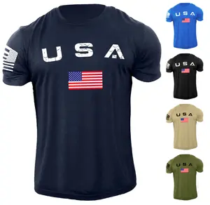 New Men's USA Flag T-Shirt with Crewneck, Short Sleeves and 100% Cotton Material - Christmas, Top