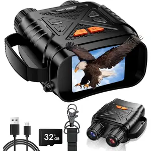 Rechargeable Night Vision Thermal Binoculars for Adults (Fathers Day Gift), 10x Digital Zoom, 7 IR Levels, 32GB TF Card, HD Screen, Photo/Video Saving, Lightweight, USB-Enabled, LCD Display, Tripods Compatible for Hunting, Camping Security