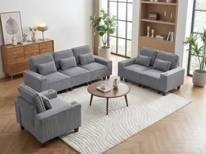 Classic Three-Piece Set Comfortable Oversized Two-Tone Sofa Set Including Single Double Triple Sofas in Modern Design