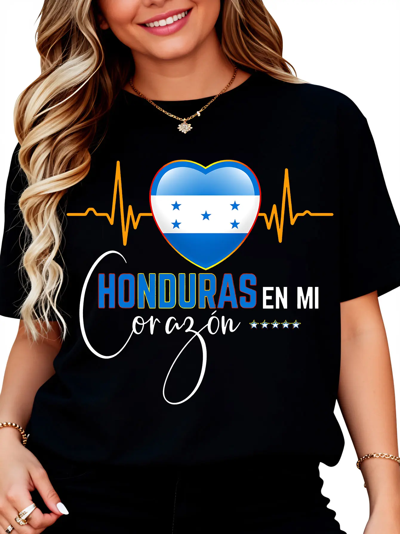 Unisex Cotton "Honduras en mi Corazon" Prints T-Shirt, Honduran Pride Matching Graphic Tee, Everyday Fit Casual Fashion Top (with Coordinating Bottoms Option)