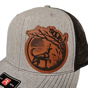hunting dog, raccoon trucker hat, Leather patch with huntin dog raccon  logo. huntin dog hunting dogs trees raccoon leather