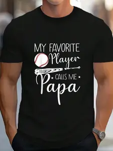 100% Cotton Baseball My Favorite Player Calls Me Papa Grandpa Gift T-Shirt Women's Men's Graphic Tee Crew Neck summer vacation Tops
