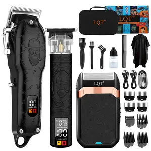 LQT Professional Hair Clipper Set for Men Electric Shaver Razor Cordless Hair Cutting Barber Clippers Beard Trimmer Men’s Grooming Kit Gifts for him (Black)