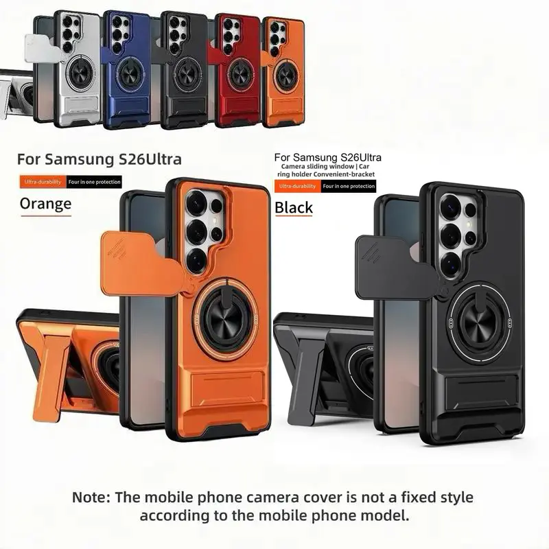 Rotating Ring Phone Case, Compatible with Samsung 25/24/23/22/21 Ultra, High-End Design, Practical Stand Case, TPU+PC Armor Shell, with Camera Protector, Unisex, Military-Grade Protective Case