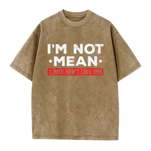 Menswear Cotton Short-Sleeve Casual Simple Top - "I'm Not Mean, I Don't Like You Mean People" Unisex T-Shirt tiktokshopspringglowup,summervibes