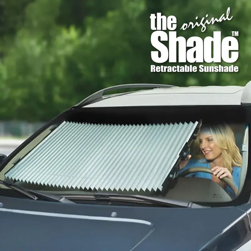 Retractable Car Sun Shade (Leave vehicle's Year/Make/Model at Checkout) – One-Hand Easy Open UV & Heat Blocking | Dash Designs