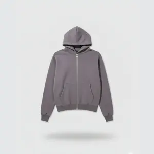 SMOKY QUARTZ Zipper Hoodie - Gray, Front Pocket, Hooded Design, Casual Style Clothing Hoodie Menswear Outfit Crew Neck Cropped Oversized Streetwear Sweatshirt Tops