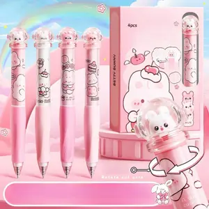 4 styles, 4 pens per style, cute stress relief twist gel pens with animal cartoon patterns, smooth, non stop ink, quick drying, click type, DIY suitable study office writing black high capacity gel pens