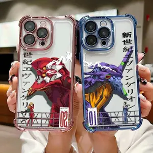 Plating Phone Case For Anime E-Evangelions  iPhone 17, 16, 15, 14, 13, 12, 11 Pro Air Plus ProMax and Samsung S26-S22 Plus shock-absorbing phone cases, fashionable gift.