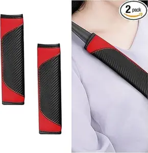 2PCS Car Seat Belt Cover, Soft Carbon Fiber Leather Safety Belt Shoulder Strap Pads, Breathable Seat Belt Strap Cushion Protect Your Neck and Shoulder, Suitable for Most Cars