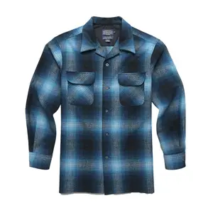 Pendleton Board Shirt Turquoise Fall 23' Fitted Long Sleeve Plaid Casual Medium Length Autumn Wool Shirt