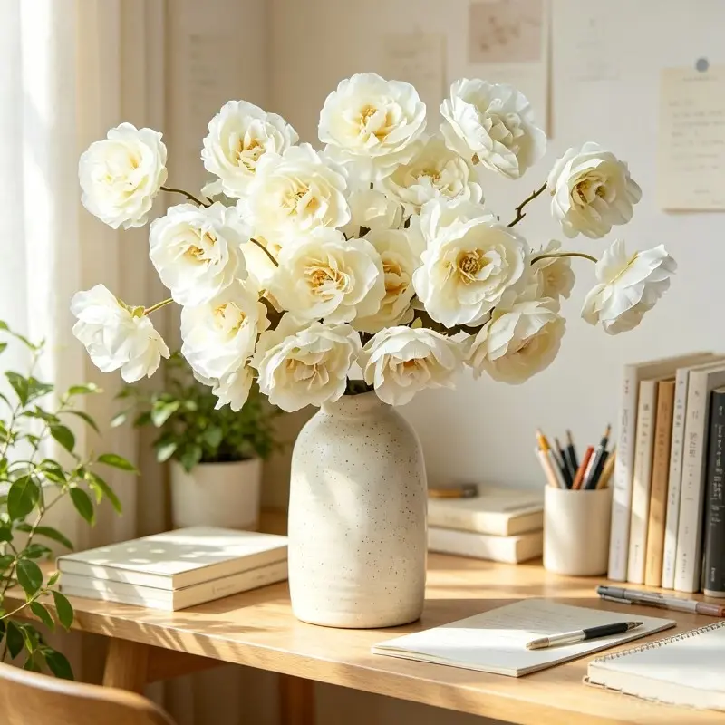 20 Elegant Artificial Peony Flowers Set, 4 Pieces Fake Decorative Flowers for Home Decor, Decorative Vase Filler, Wedding, Holiday, Office Decoration, Bouquet Arrangement, Artificial Flower Arrangements, Artificial Flower Decorations
