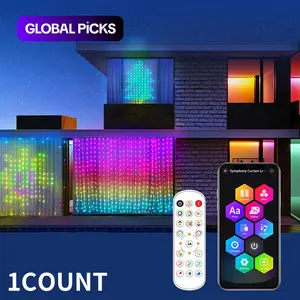 Smart RGB Curtain Light DIY LED Lamp with Color Changing Wall Lights APP & Remote Control, Indoor Decoration for Valentine's Day Christmas, Mood Decorative Lights, Indoor Decorative Light