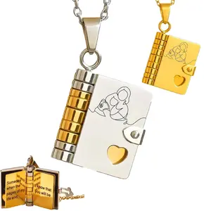 Book Necklace for Granddaughter Gifts from Grandma Chapter Letter Necklace for Granddaughter Christmas Stocking Stuffers Cute White Elephant Gifts