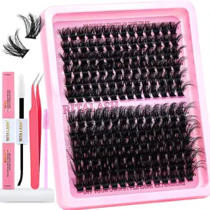 RITALASH 168PCS Lash Clusters Kit 150D Lash Clusters Kit 12-22mm Volume Eyelash Clusters D Curly Cluster Eyelashes Extensions 3D Wispy Lashes Cluster DIY Lash Extension Kit(150D-12-22MIX Thick Kit)