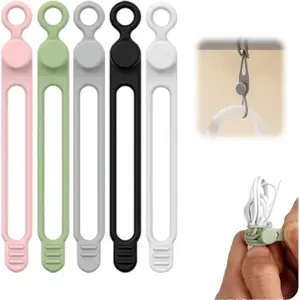 Cord Cable Organizer,2026 Upgrade Silicone Cable Ties,Cable Management Headphone Organizers,Reusable Versatile Cord Management Wire Organizers for Cords,Home Office Travel Gadgets (Colorful-5PCS)