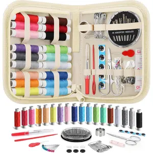 Sewing Kit Gifts for Adults Teen Grils Women Mom Grandma, Portable Sewing Supplies Contains Tape Measure, , Thimble, Thread, Sewing  (Beige, M)