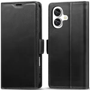 KEZiHOME Wallet Case for iPhone 16 Plus 6.7 inch, Genuine Leather RFID Blocking with Card Holder, Magnetic Kickstand Shockproof Phone Flip Cover Case Compatible with iPhone 16 Plus 5G