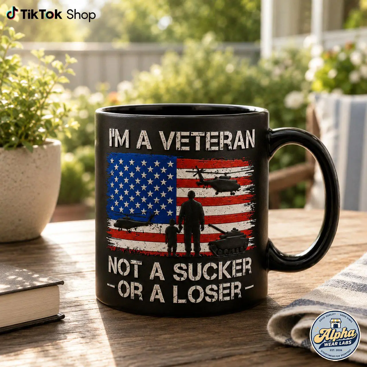 3D Effect Mug Im A Veteran Not A Sucker Or A Loser, US Army Veteran Coffee Mug, Patriotic Gift For Dad Grandpa Military Lover Ceramic Cup