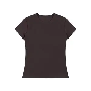 FDR Solid Short Sleeve, Fitted Stretch Knit, Breathable Cotton Tee for Y2K Casual Streetwear summerwins