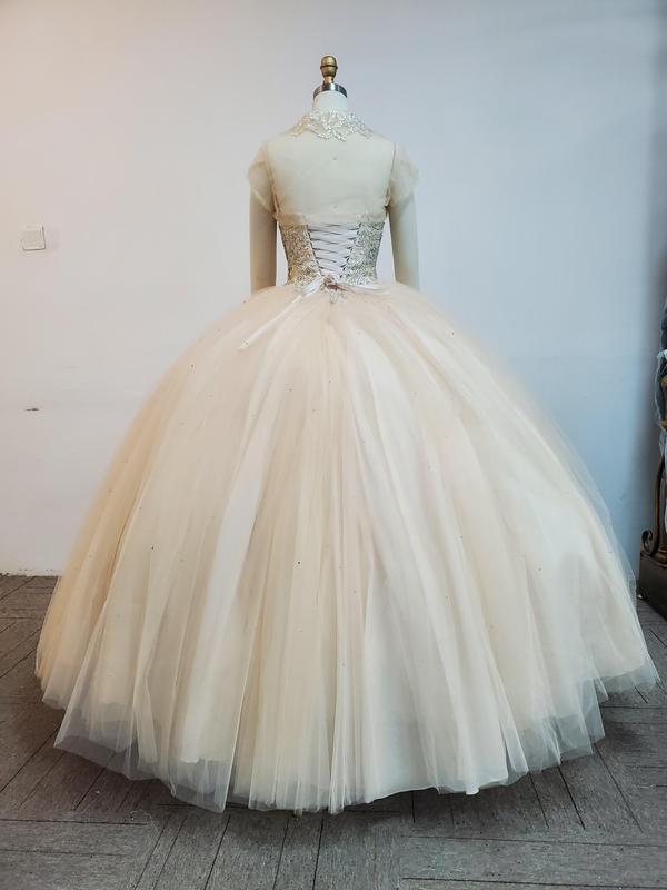 NO.49 Pattern Sequin and Diamanté Beaded Quinceañera Dress in Tulle plain mature bodycon party blue dress quince square neck plain party maxi