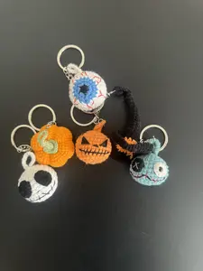 Handmade crochted halloween decorative tree, pumpkin, skull, witch hats for halloween decoration and gifts Spooky ornaments