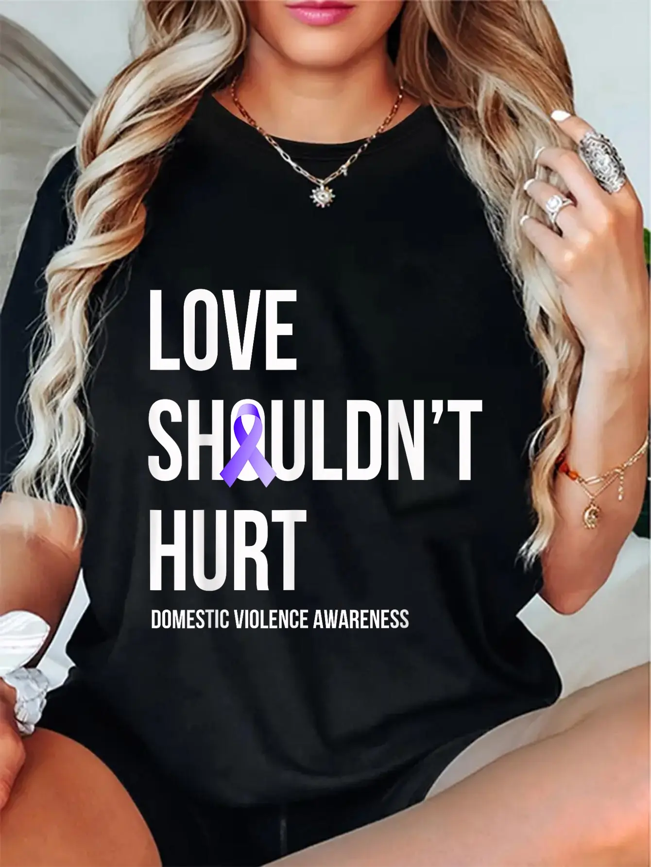 100% Cotton Unisex Love Shouldn't Hurt - Domestic Violence Awareness T-Shirt