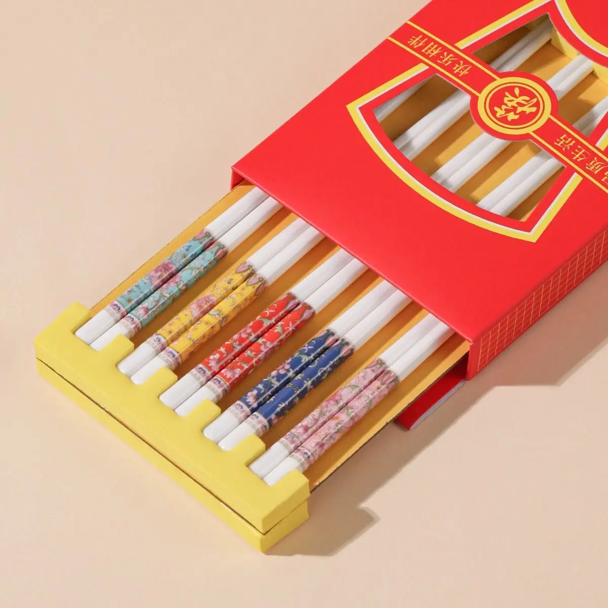 Jingdezhen Enamel-Painted Ceramic Chopsticks - Vibrant Kitchen Cutlery, Elegant Design, Durable Material for Everyday Use Tableware