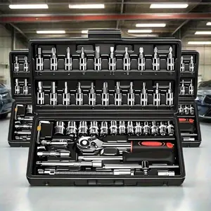 46-Piece Car Repair Tool Set with Plastic Storage Box, Essential for Outdoor Cycling & Motorcycle Maintenance, Includes Wrenches & Screwdrivers
