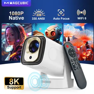 [US warehouse] Magcubic HY310 Portable Projector Auto Focus 330ANSI Native 1080P Android 14 BT5.4 WIFI6 8K Videosource Supported  Smart Flexible Rotating 60Hz Reflash Home Cinema Mini Projector 130"Screen Built-in Speaker Allwinner H726 Summervibes