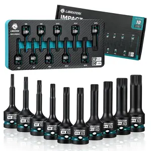 LIBRATON 10PCS Impact XZN Triple Square Spline Bit Socket Set, 1/2" Dr, S2 Steel, 12 Point High Torque Sockets (Metric M5-M18) for Professional Mechanics & Automotive Repair (XPE Storage Case)