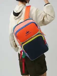 Dopamine Colorblock Lightweight Large Capacity Hiking Outdoor Backpack, Multifunctional Casual Commuter Shoulder Bag