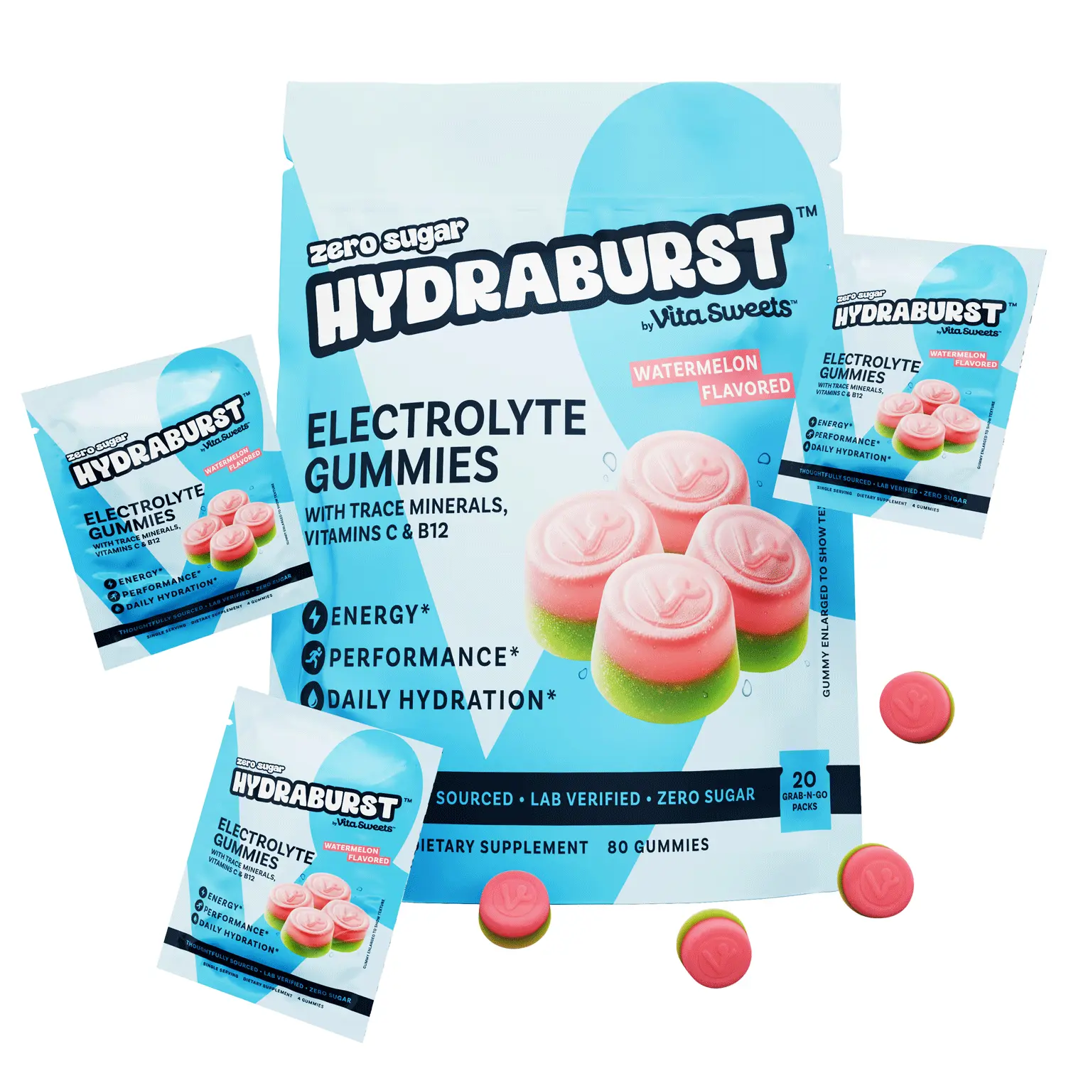 Hydraburst™ 0 Sugar Electrolyte Gummies - Gummy Vitamins, Minerals & Wellness Supplements, Hydration Support Supplement