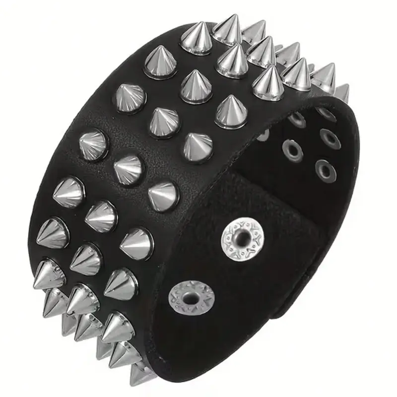 Gothic Punk Rock Style Faux Leather Bracelet with Metal Studs, Adjustable Buckle Closure, Unisex Fashion Accessory for Daily Wear Adjustable Strap Bracelets, Fashion Modern Accessories, Gothic Jewelry, Fashionable Jewelry, Fashion Cool Accessories