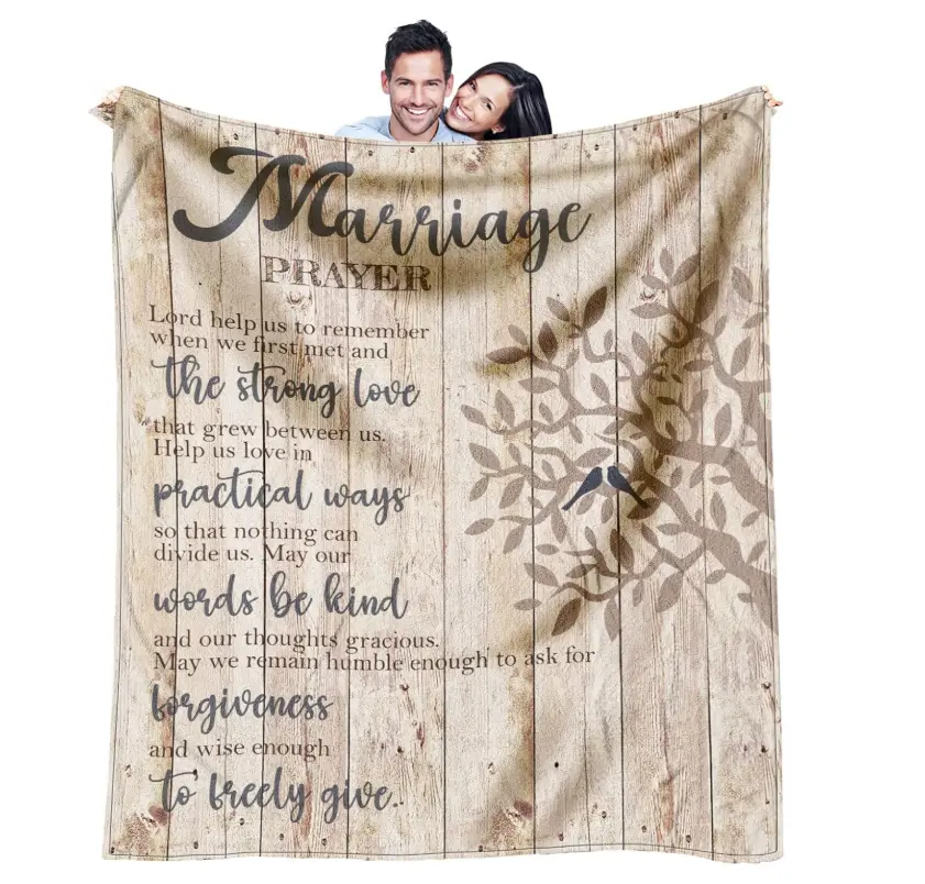 Wedding Gifts for Couples 2026, Bridal Shower Gift for Bride to Be, Best Bride Gifts for Wedding Day, Unique Newlywed Gifts for Couples, Marriage Prayer Throw Blanket 60 x 50 Inch