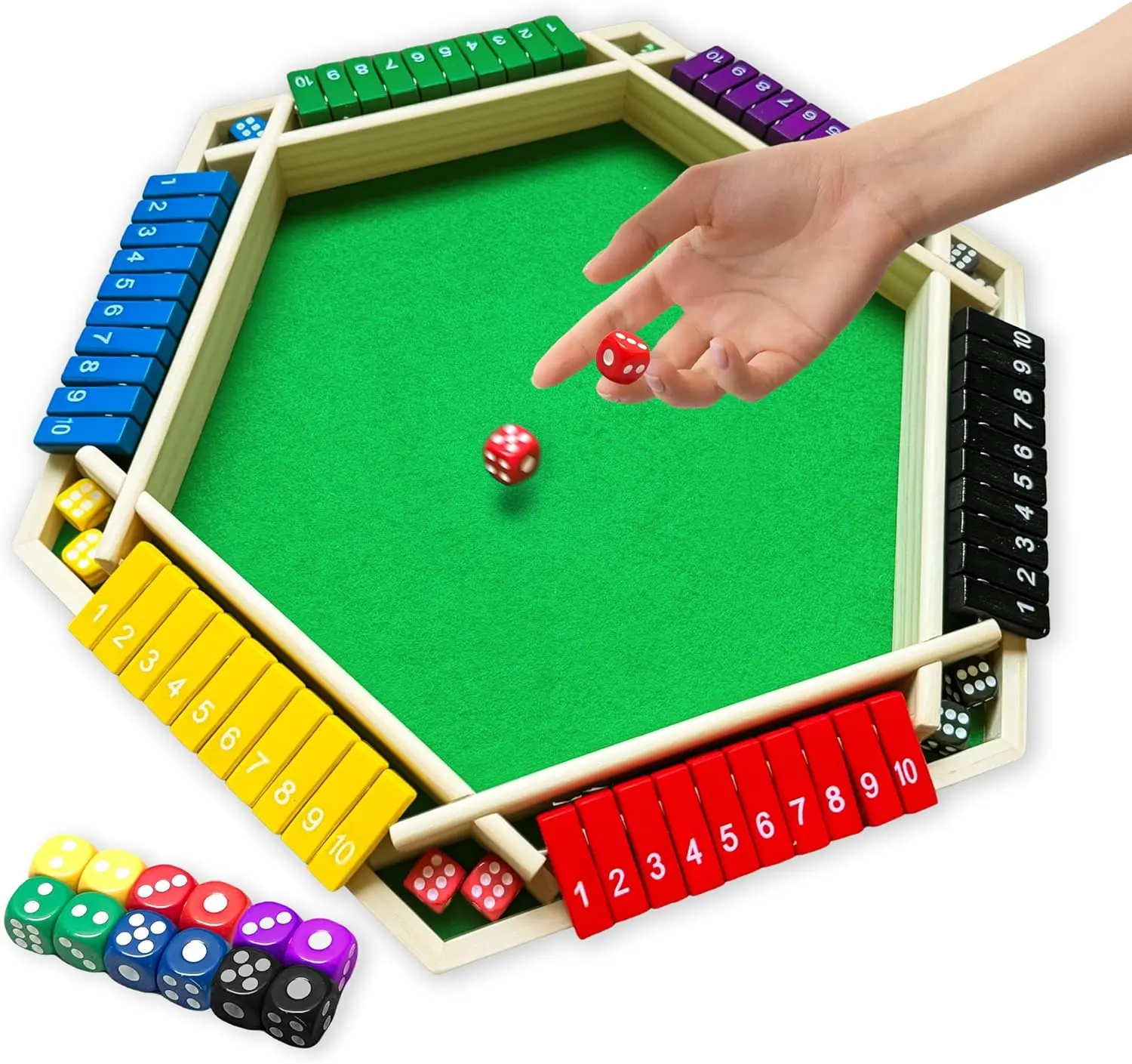 Classic Wooden Tabletop Dice Game with 12 Dice for 1-6 Players Ideal for Family Gatherings Holidays Halloween Christmas Dice Set