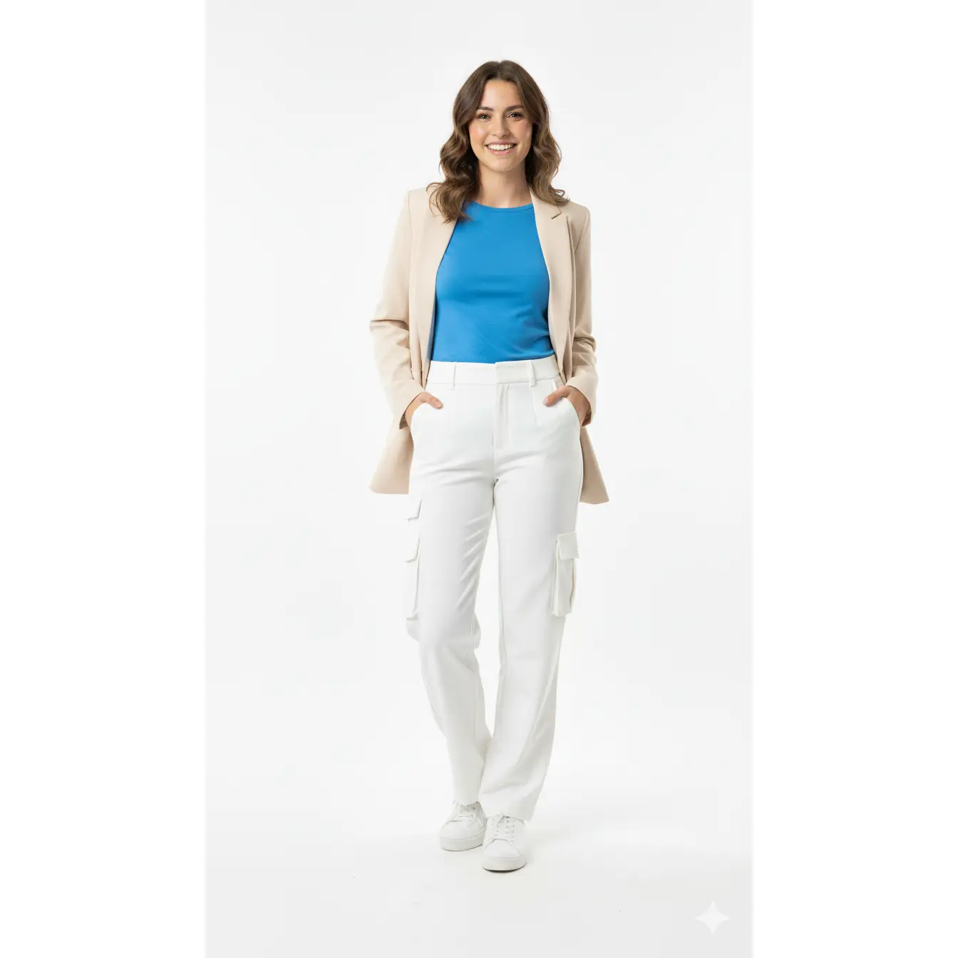 Pantalón Cargo Elegante Blanco con Bolsillos Laterales - Estilo Versátil