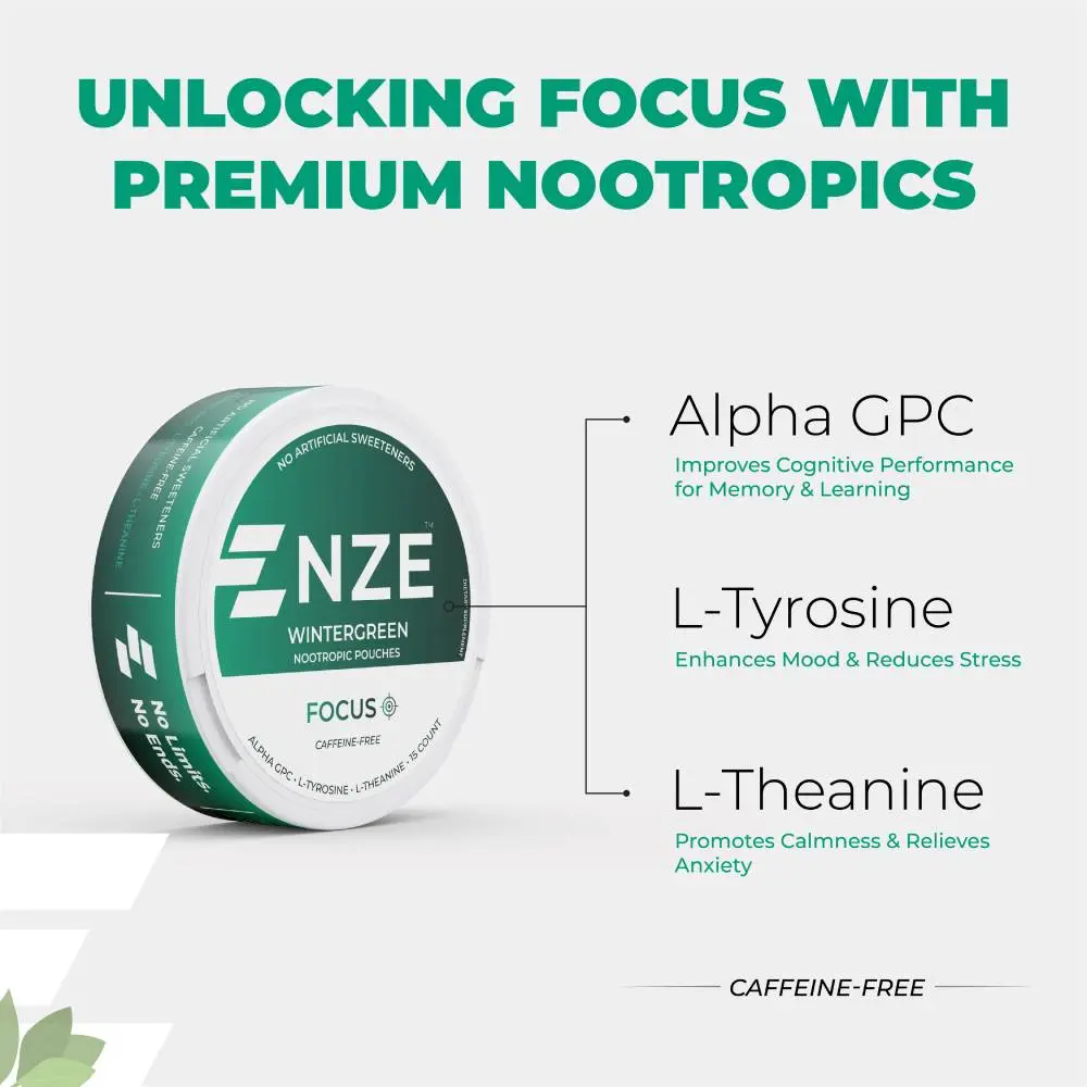 NZE Caffeine Free Nootropic Pouches - Nootropic Pouches with Alpha