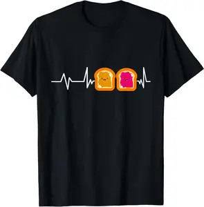 100% Cotton Peanut Butter Jelly Heartbeat Gift Peanut Butter And Jelly T-Shirt