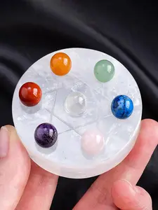 Natural Crystal Stone Decoration, Round Stone Ornament, Healing Crystal Energy Stone Decoration for Home Office Desk, Home Decor