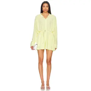 Norma Kamali x REVOLVE Super Oversized Boyfriend Shirt Mini Dress in Butter Yellow