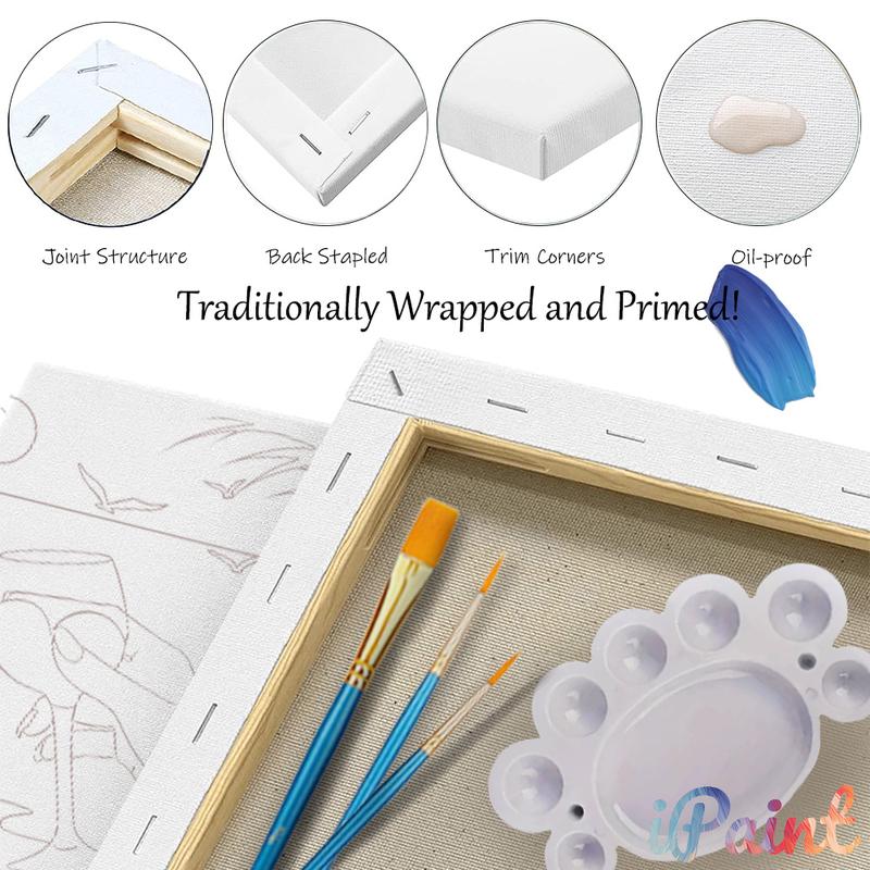 2Pcs Paint and Sip Kit for Adults,Pre Drawn Canvas to Paint of Home Painting Couples for Party,Couples DIY Acrylic Painting Kits Date Night 8×10